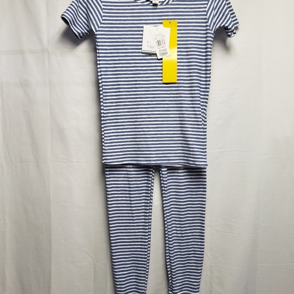 Roudelain Girls Pajama Set, Blue & white striped Top & pants Lightweight. Small - Picture 1 of 3
